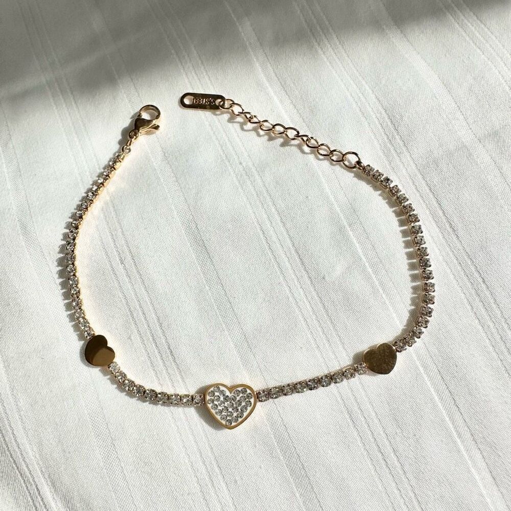 Golden heart stainless steel tennis bracelets